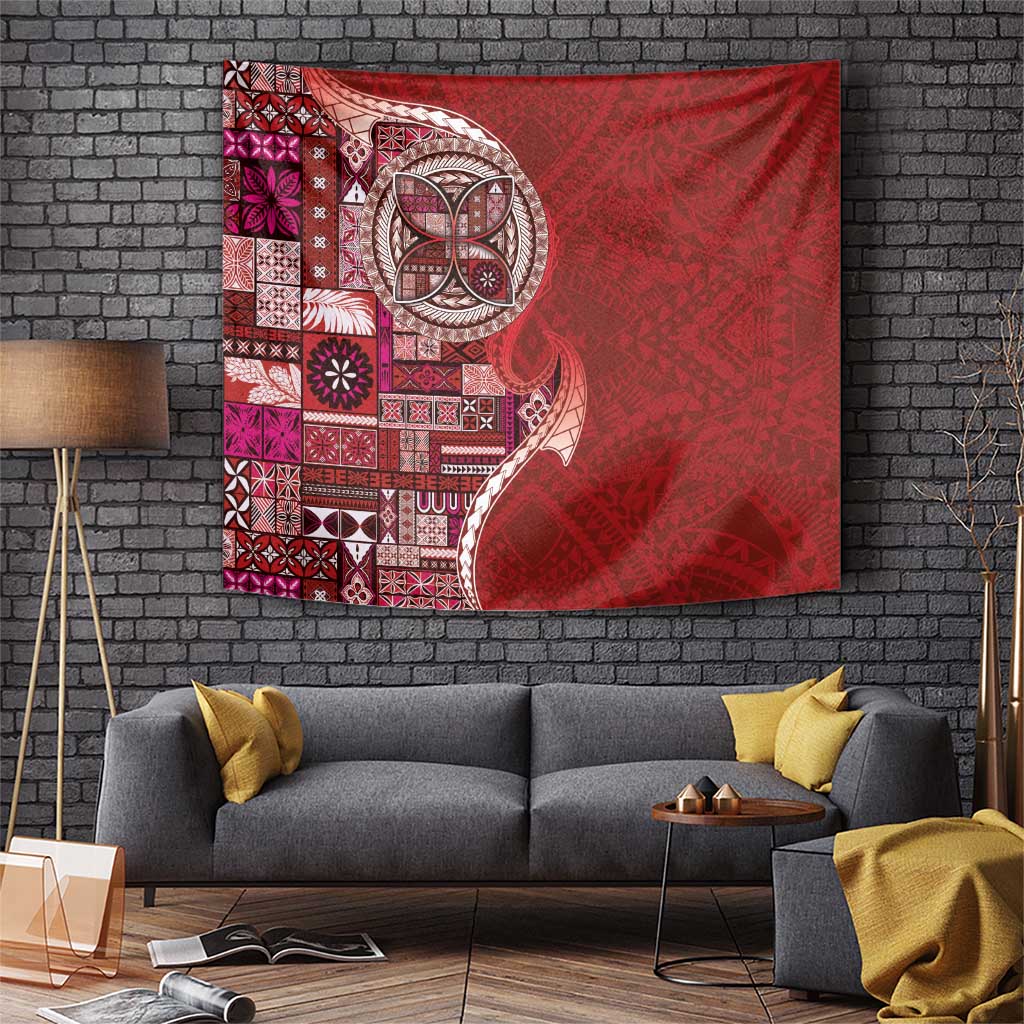 Samoan Siapo Art Tattoo Polynesian Pattern Tapestry Red Color - Polynesian Pride