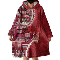 Samoan Siapo Art Tattoo Polynesian Pattern Wearable Blanket Hoodie Red Color LT03 - Polynesian Pride