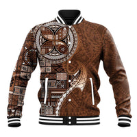 Samoan Siapo Art Tattoo Polynesian Pattern Baseball Jacket Brown Color LT03 Unisex Brown - Polynesian Pride