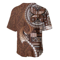 Samoan Siapo Art Tattoo Polynesian Pattern Baseball Jersey Brown Color - Polynesian Pride