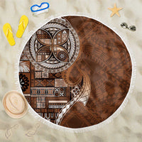 Samoan Siapo Art Tattoo Polynesian Pattern Beach Blanket Brown Color LT03 One Size 150cm Brown - Polynesian Pride