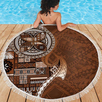 Samoan Siapo Art Tattoo Polynesian Pattern Beach Blanket Brown Color LT03 - Polynesian Pride