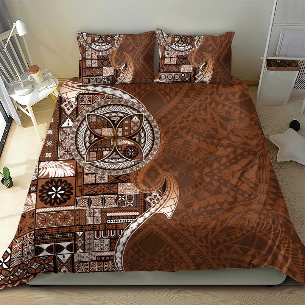 Samoan Siapo Art Tattoo Polynesian Pattern Bedding Set Brown Color - Polynesian Pride