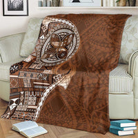 Samoan Siapo Art Tattoo Polynesian Pattern Blanket Brown Color - Polynesian Pride