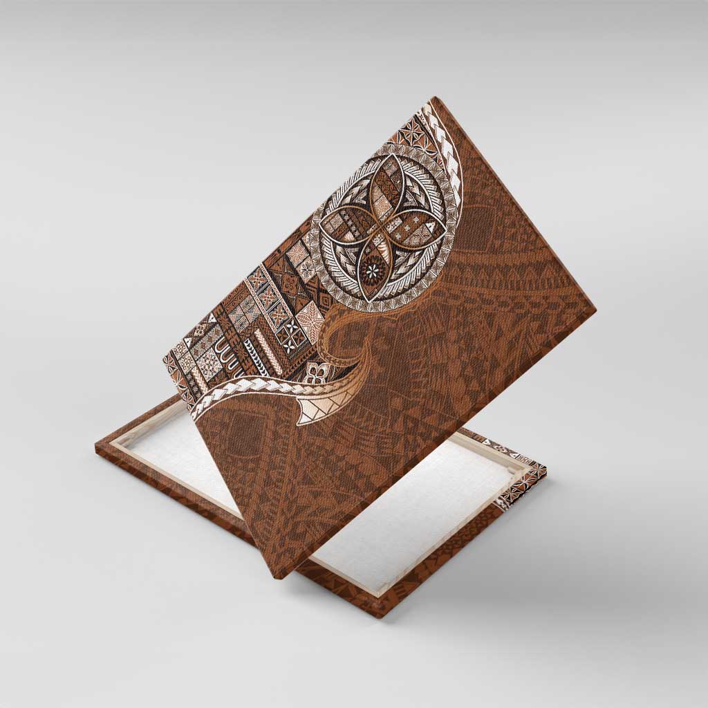 Samoan Siapo Art Tattoo Polynesian Pattern Canvas Wall Art Brown Color LT03 With Frame Brown - Polynesian Pride