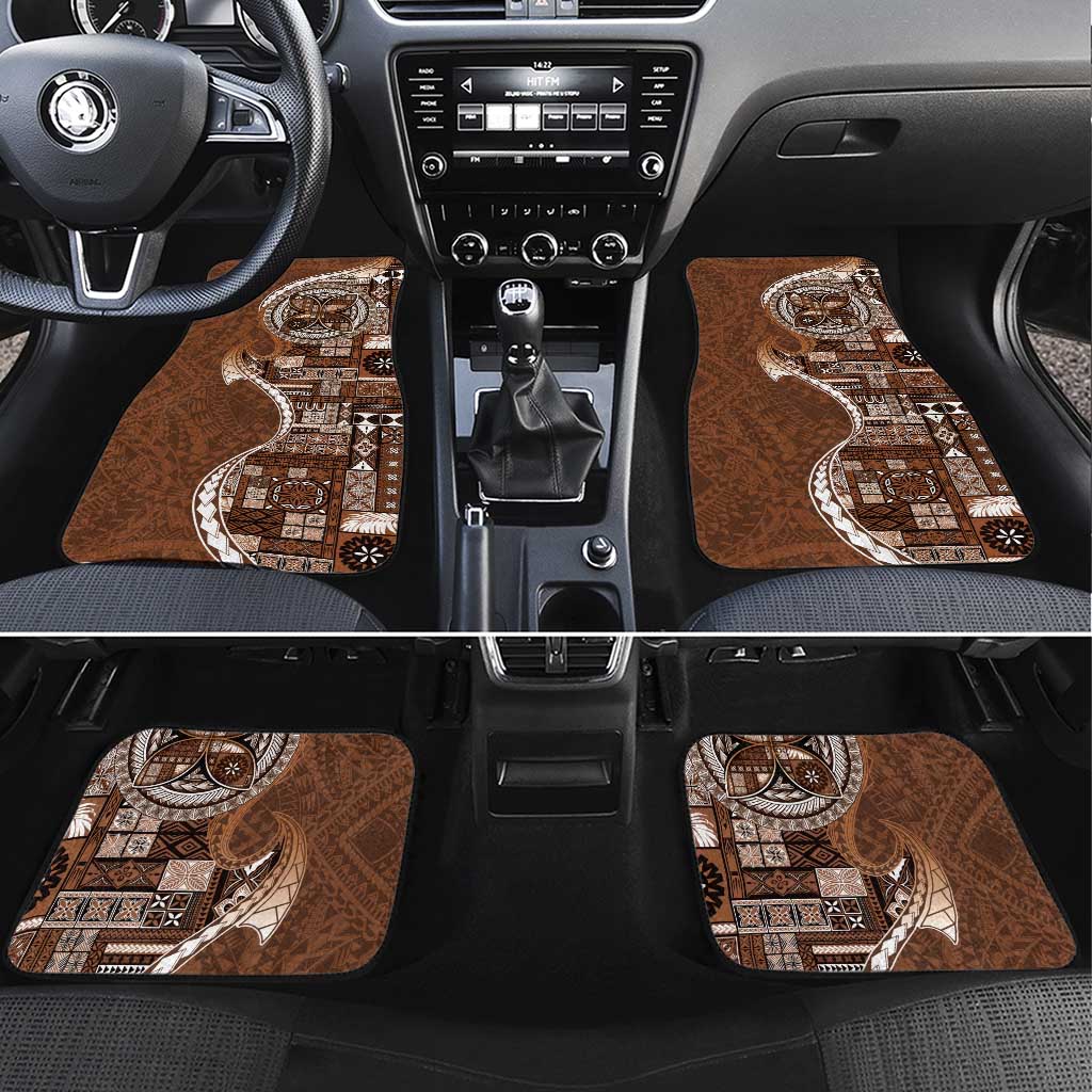 Samoan Siapo Art Tattoo Polynesian Pattern Car Mats Brown Color LT03 Set 4pcs Brown - Polynesian Pride