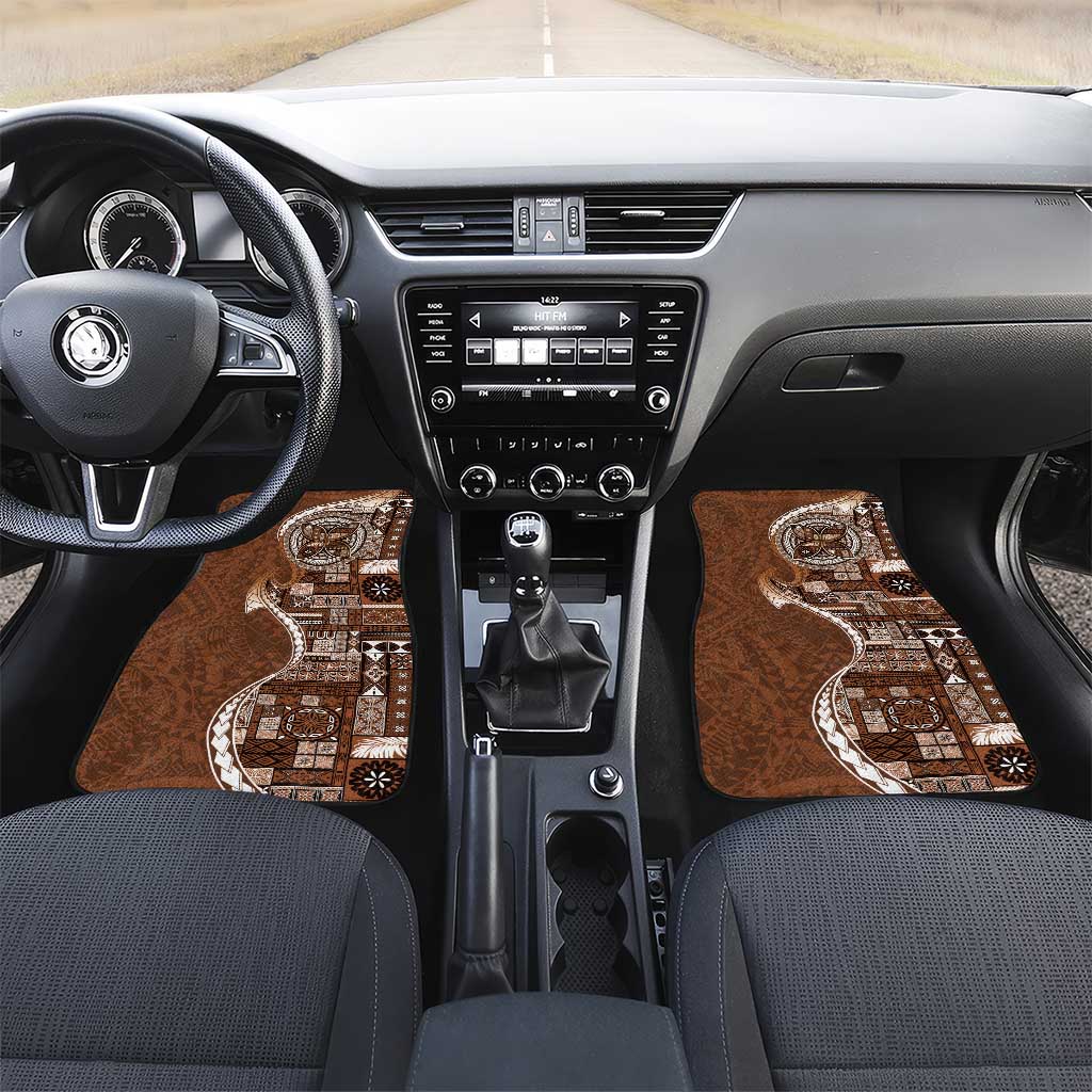 Samoan Siapo Art Tattoo Polynesian Pattern Car Mats Brown Color LT03 Set 2pcs - Front Brown - Polynesian Pride