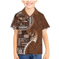 Samoan Siapo Art Tattoo Polynesian Pattern Family Matching Mermaid Dress and Hawaiian Shirt Brown Color - Polynesian Pride