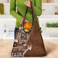 Samoan Siapo Art Tattoo Polynesian Pattern Grocery Bag Brown Color LT03 - Polynesian Pride