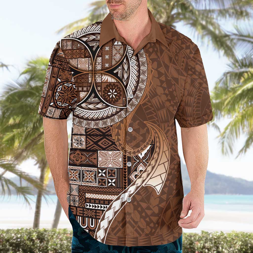 Samoan Siapo Art Tattoo Polynesian Pattern Hawaiian Shirt Brown Color LT03 - Polynesian Pride