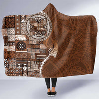 Samoan Siapo Art Tattoo Polynesian Pattern Hooded Blanket Brown Color - Polynesian Pride