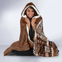 Samoan Siapo Art Tattoo Polynesian Pattern Hooded Blanket Brown Color - Polynesian Pride