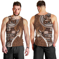 Samoan Siapo Art Tattoo Polynesian Pattern Men Tank Top Brown Color - Polynesian Pride