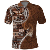 Samoan Siapo Art Tattoo Polynesian Pattern Polo Shirt Brown Color - Polynesian Pride