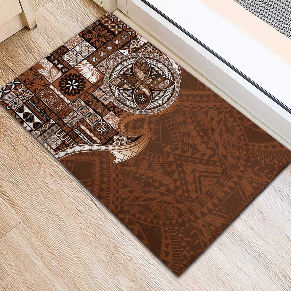 Samoan Siapo Art Tattoo Polynesian Pattern Rubber Doormat Brown Color LT03 - Polynesian Pride