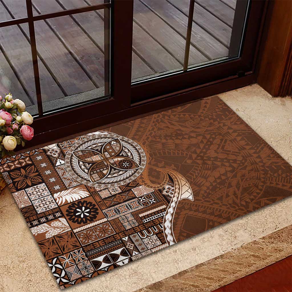 Samoan Siapo Art Tattoo Polynesian Pattern Rubber Doormat Brown Color LT03 - Polynesian Pride