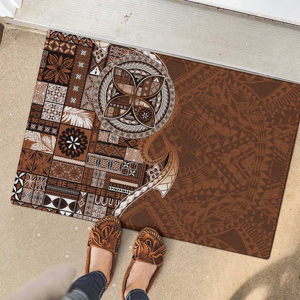 Samoan Siapo Art Tattoo Polynesian Pattern Rubber Doormat Brown Color LT03 - Polynesian Pride