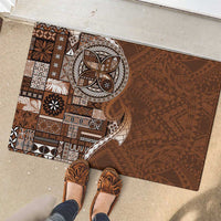 Samoan Siapo Art Tattoo Polynesian Pattern Rubber Doormat Brown Color LT03 - Polynesian Pride