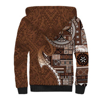Samoan Siapo Art Tattoo Polynesian Pattern Sherpa Hoodie Brown Color LT03 - Polynesian Pride