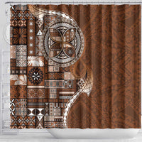 Samoan Siapo Art Tattoo Polynesian Pattern Shower Curtain Brown Color - Polynesian Pride