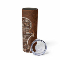 Samoan Siapo Art Tattoo Polynesian Pattern Skinny Tumbler Brown Color - Polynesian Pride