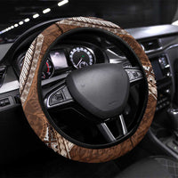 Samoan Siapo Art Tattoo Polynesian Pattern Steering Wheel Cover Brown Color LT03 Universal Fit Brown - Polynesian Pride