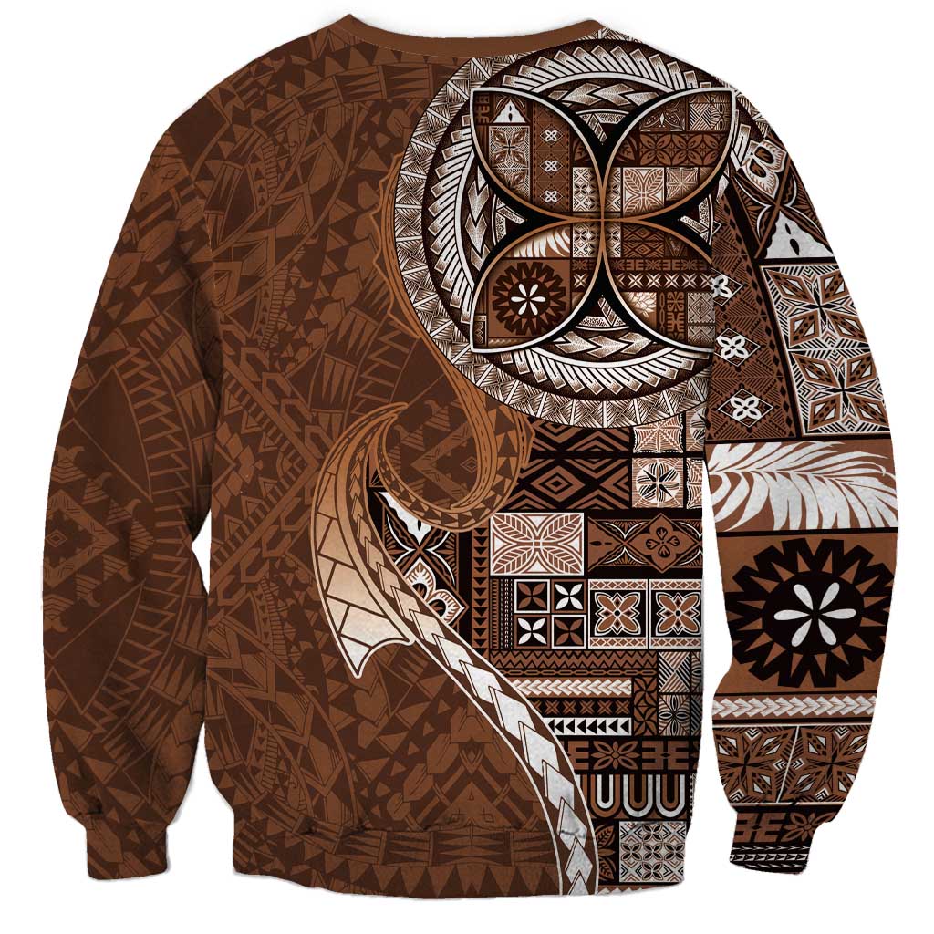 Samoan Siapo Art Tattoo Polynesian Pattern Sweatshirt Brown Color LT03 - Polynesian Pride