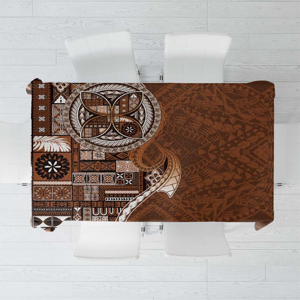 Samoan Siapo Art Tattoo Polynesian Pattern Tablecloth Brown Color LT03 Brown - Polynesian Pride