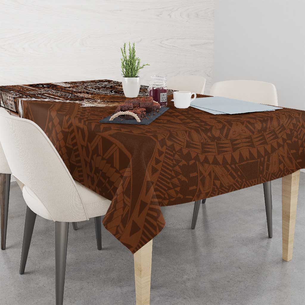 Samoan Siapo Art Tattoo Polynesian Pattern Tablecloth Brown Color LT03 - Polynesian Pride