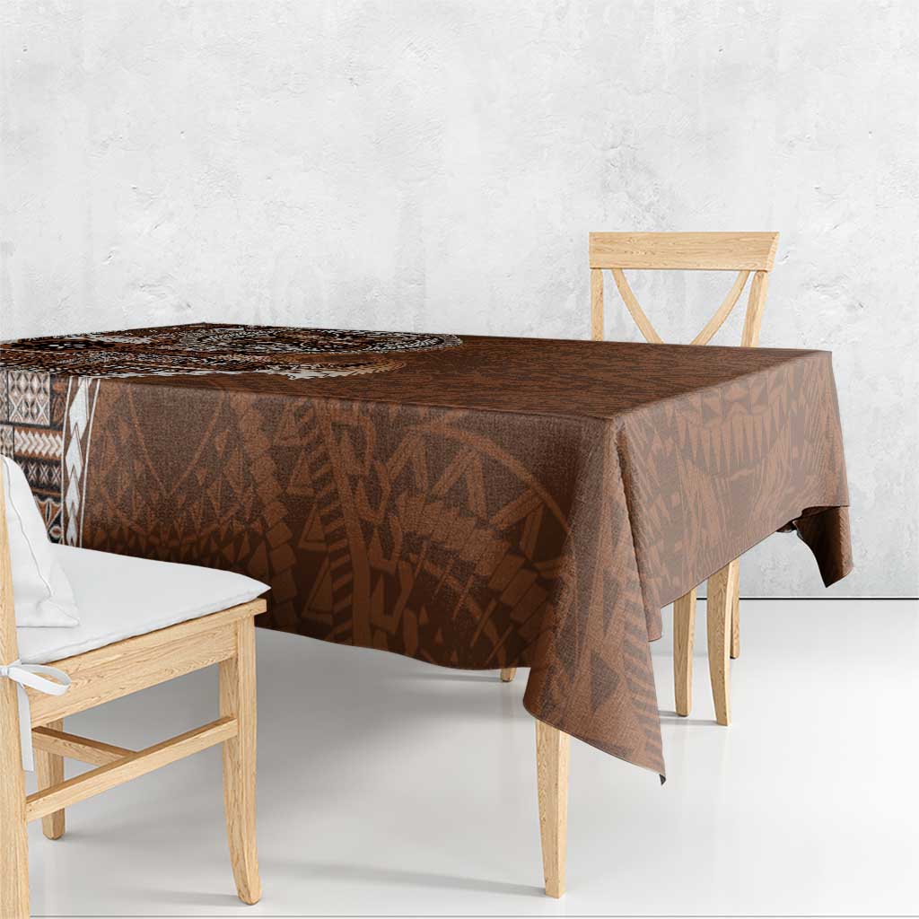 Samoan Siapo Art Tattoo Polynesian Pattern Tablecloth Brown Color LT03 - Polynesian Pride