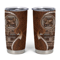 Samoan Siapo Art Tattoo Polynesian Pattern Tumbler Cup Brown Color - Polynesian Pride