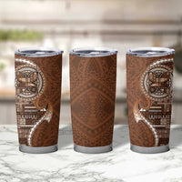 Samoan Siapo Art Tattoo Polynesian Pattern Tumbler Cup Brown Color - Polynesian Pride