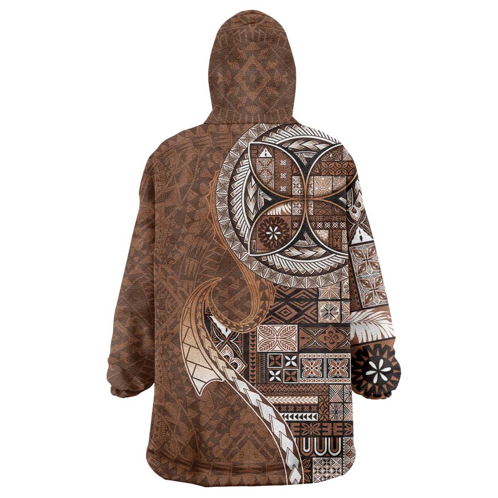 Samoan Siapo Art Tattoo Polynesian Pattern Wearable Blanket Hoodie Brown Color LT03 - Polynesian Pride