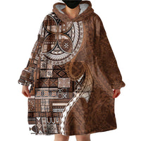 Samoan Siapo Art Tattoo Polynesian Pattern Wearable Blanket Hoodie Brown Color LT03 - Polynesian Pride