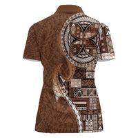 Samoan Siapo Art Tattoo Polynesian Pattern Women Polo Shirt Brown Color - Polynesian Pride