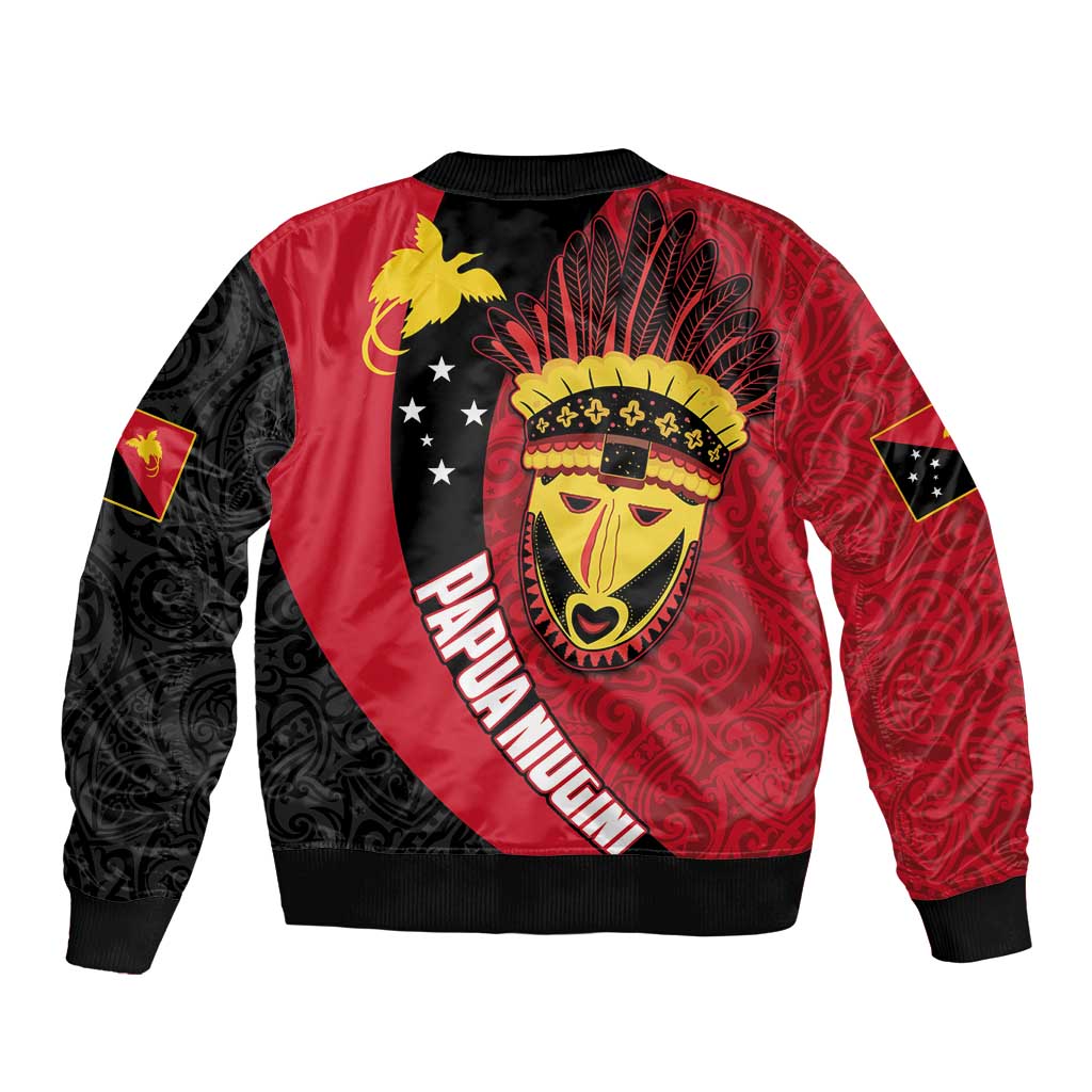 Papua New Guinea Mask Festival Bomber Jacket Papua Niugini Tribe Mask Melanesian Pattern