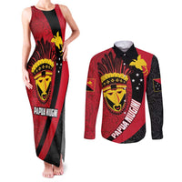 Papua New Guinea Mask Festival Couples Matching Tank Maxi Dress and Long Sleeve Button Shirt Papua Niugini Tribe Mask Melanesian Pattern