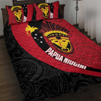 Papua New Guinea Mask Festival Quilt Bed Set Papua Niugini Tribe Mask Melanesian Pattern LT03 Red - Polynesian Pride