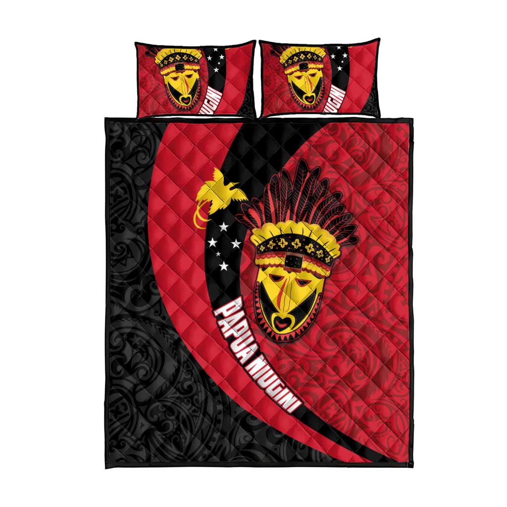 Papua New Guinea Mask Festival Quilt Bed Set Papua Niugini Tribe Mask Melanesian Pattern LT03 - Polynesian Pride