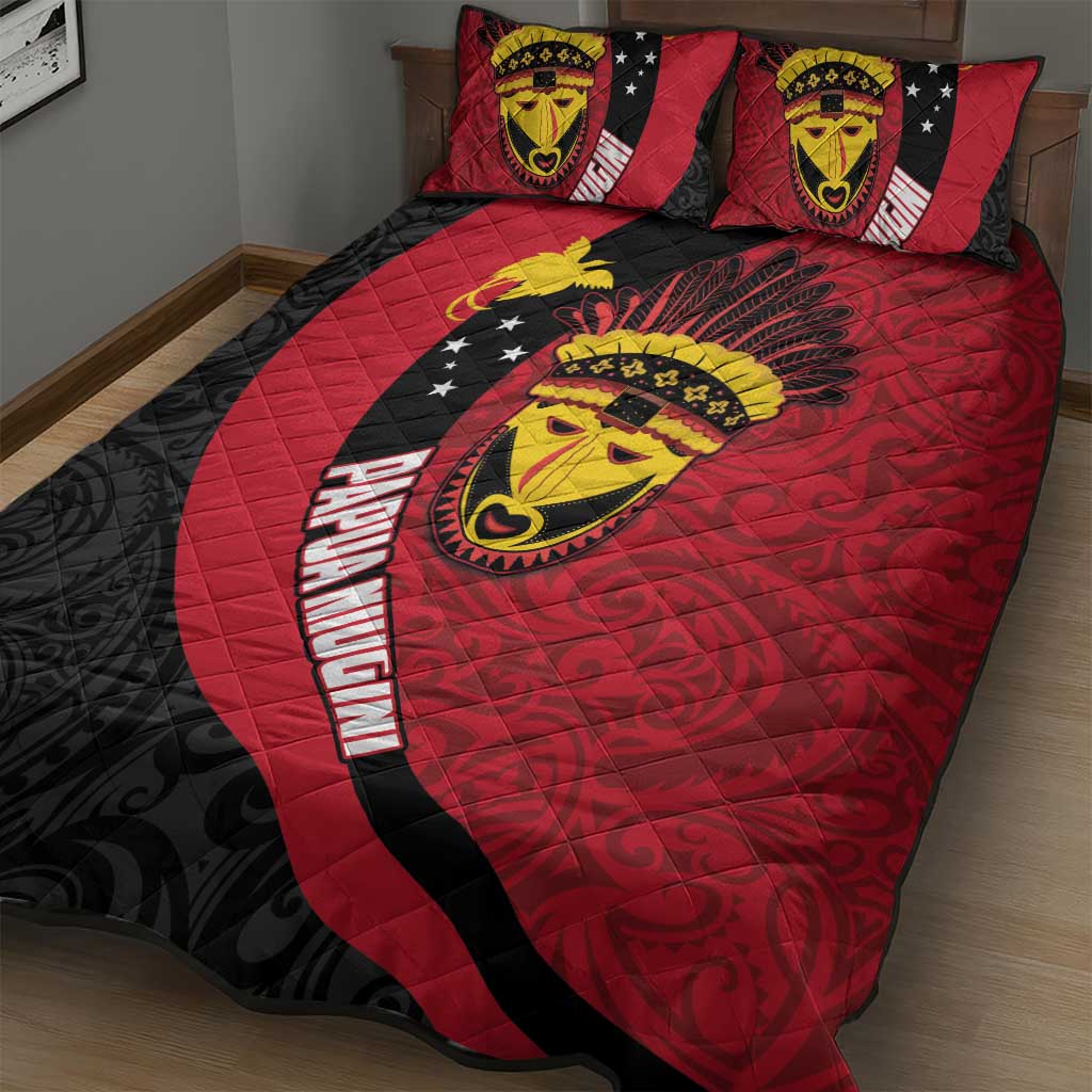 Papua New Guinea Mask Festival Quilt Bed Set Papua Niugini Tribe Mask Melanesian Pattern LT03 - Polynesian Pride