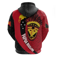 Papua New Guinea Mask Festival Zip Hoodie Papua Niugini Tribe Mask Melanesian Pattern