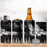 New Zealand Kea Bird 4 in 1 Can Cooler Tumbler Maori Tattoo and Silver Fern Black Color