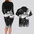 New Zealand Kea Bird Couples Matching Long Sleeve Bodycon Dress and Hawaiian Shirt Maori Tattoo and Silver Fern Black Color