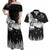 New Zealand Kea Bird Couples Matching Off Shoulder Maxi Dress and Hawaiian Shirt Maori Tattoo and Silver Fern Black Color