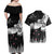 New Zealand Kea Bird Couples Matching Off Shoulder Maxi Dress and Hawaiian Shirt Maori Tattoo and Silver Fern Black Color