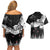 New Zealand Kea Bird Couples Matching Off Shoulder Short Dress and Hawaiian Shirt Maori Tattoo and Silver Fern Black Color