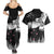 New Zealand Kea Bird Couples Matching Summer Maxi Dress and Hawaiian Shirt Maori Tattoo and Silver Fern Black Color