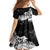 New Zealand Kea Bird Family Matching Off Shoulder Maxi Dress and Hawaiian Shirt Maori Tattoo and Silver Fern Black Color