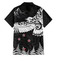 New Zealand Kea Bird Family Matching Off Shoulder Maxi Dress and Hawaiian Shirt Maori Tattoo and Silver Fern Black Color