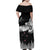 New Zealand Kea Bird Family Matching Off Shoulder Maxi Dress and Hawaiian Shirt Maori Tattoo and Silver Fern Black Color